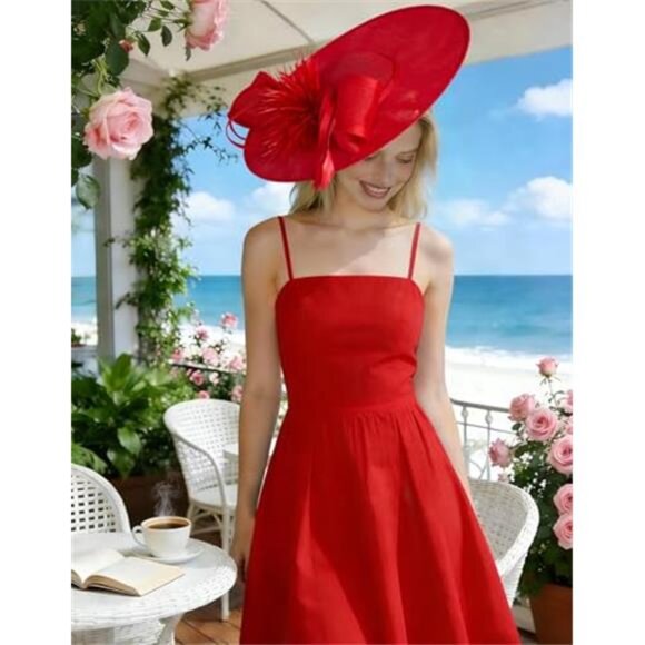 Women\'s Fascinators Hats Elegant Flower Mesh Feathers Headband Derby Hat
